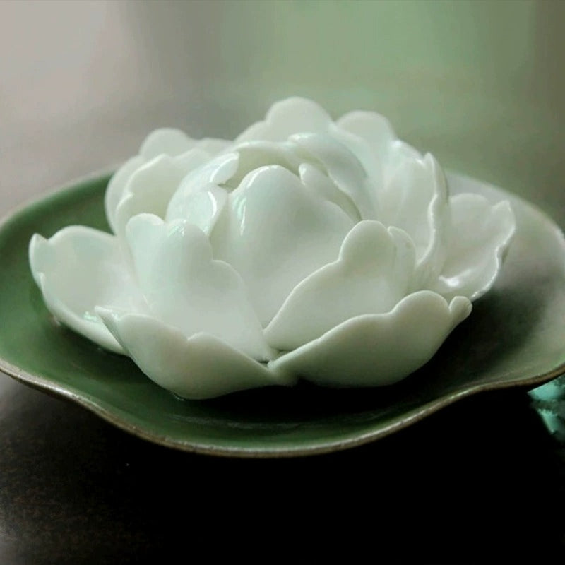Handcrafted Peony Ceramic Incense Holder