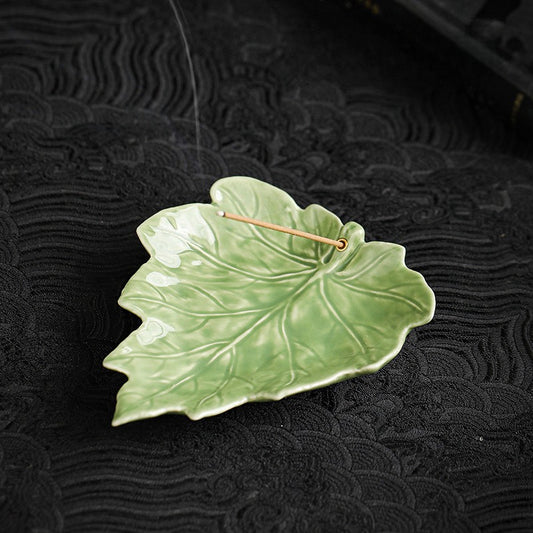 Aurawood Ceramic Maple Leaf Incense Stick Holder
