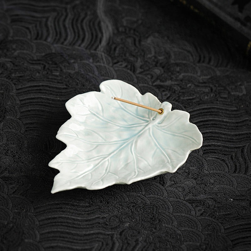 Aurawood Ceramic Maple Leaf Incense Stick Holder