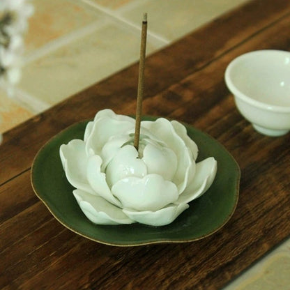 Handcrafted Peony Ceramic Incense Holder
