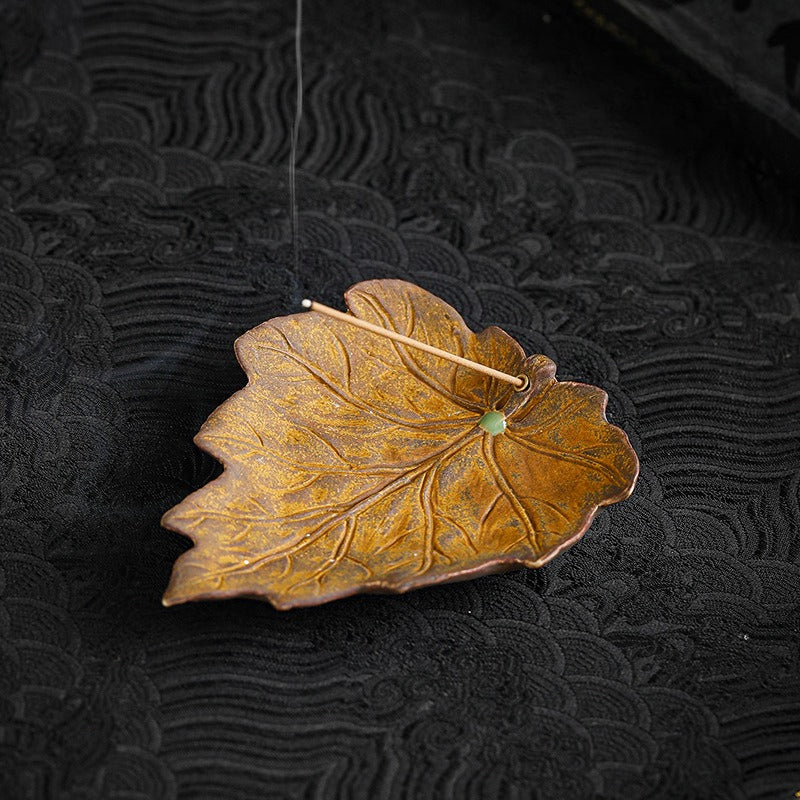Aurawood Ceramic Maple Leaf Incense Stick Holder