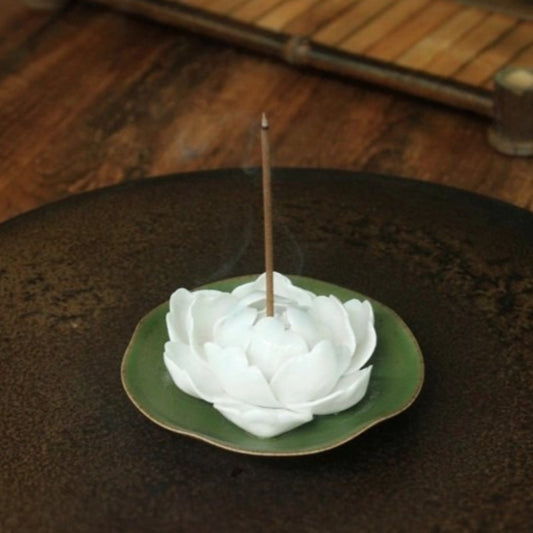 Handcrafted Peony Ceramic Incense Holder