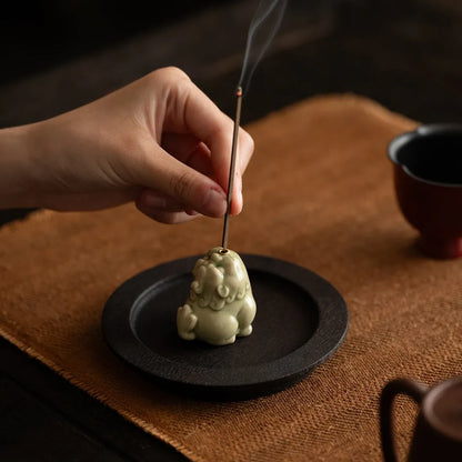 Elegant Celadon Incense Holder Featuring the Mythical 狻猊